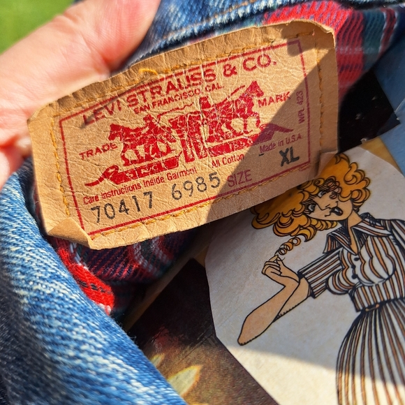RARE vintage Levi's flannel blanket lined jean jacket size XL - Picture 5 of 12